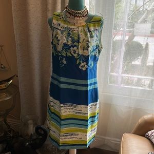 Chetta B Cobalt/lime floral dress